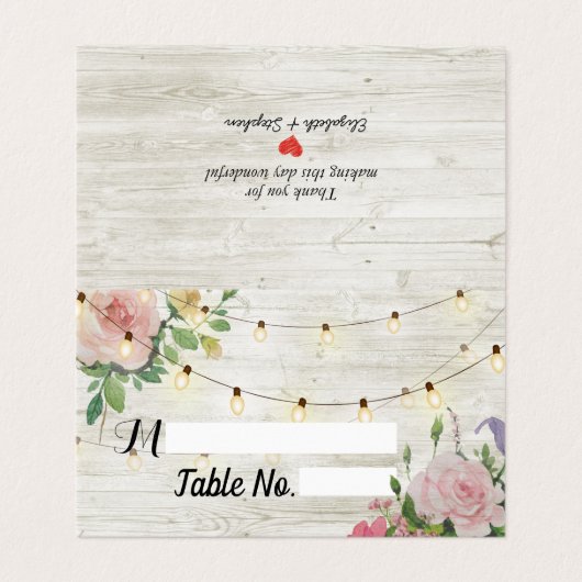 Rustikale Blume Hochzeitsplatz-Escortkarten (Außenseite Aufgefaltet)