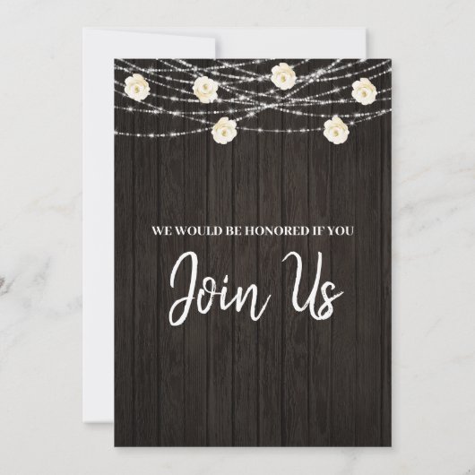 *~* Rustikale Blume Holz Rose Brautparty Einladung (Rückseite)