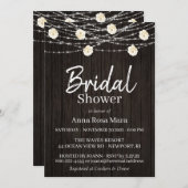 *~* Rustikale Blume Holz Rose Brautparty Einladung (Vorne/Hinten)