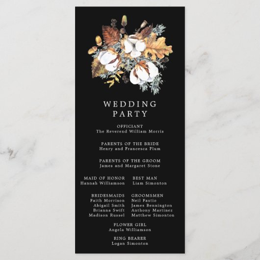 Rustikale Blume im Herbst DIY Wedding Programm (Rückseite)