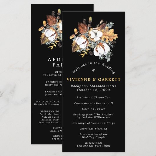 Rustikale Blume im Herbst DIY Wedding Programm (Vorne/Hinten)