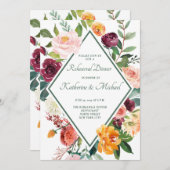 Rustikale Blume im Herbst feiern grüne Probe Einladung (Vorne/Hinten)