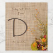 Rustikale Blume im Herbst Hochzeiten von Weinetike Weinetikett (Einzelnes Label)