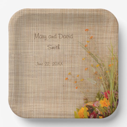 Rustikale Blume im Herbst Hochzeitspapier-Teller Pappteller (Vorderseite)