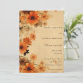 Rustikale Blume im Herbst laden zur Hochzeit ein Einladung (Stehend Vorderseite)
