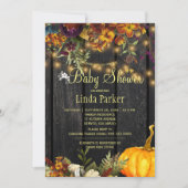 Rustikale Blume im Herbstwald Herbstfall Babydusch Einladung (Vorderseite)