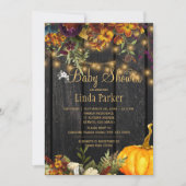 Rustikale Blume im Herbstwald Herbstfall Babydusch Einladung (Vorderseite)