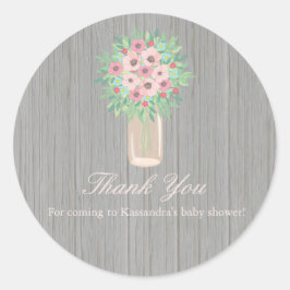 Rustikale Blume in einem Mason Jar Babyaufkleber Runder Aufkleber
