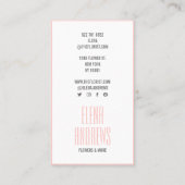 Rustikale Blume in Schwarz-Weiß-Rosa Visitenkarte (Rückseite)