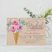 Rustikale Blume in Waffle Bridal Dusche Einladung (Stehend Vorderseite)