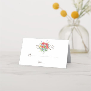 Rustikale Blume in Wasserfarbe Hochzeit Platzkarte