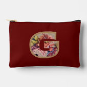 Rustikale Blume Initial G Burgund Zubehörtasche (Vorderseite)