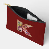 Rustikale Blume Initial K Burgundy Zubehörtasche (Offen)