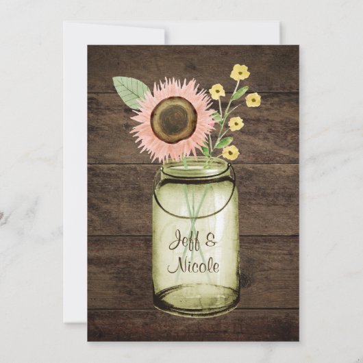 Rustikale Blume Mason Jar Barn Wedding Einladung (Rückseite)