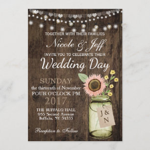 Rustikale Blume Mason Jar Barn Wedding Einladung