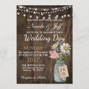 Rustikale Blume Mason Jar Barn Wedding Einladung