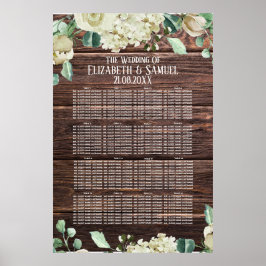 Rustikale Blume mit Holzwasserfarbe Hochzeitssitze Poster