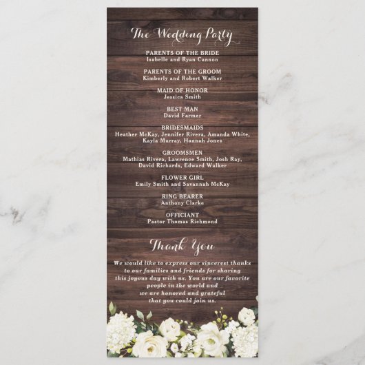 Rustikale Blume mit weißer Holzfaser Programm (Rückseite)