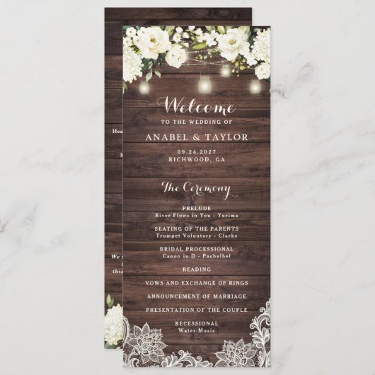 Rustikale Blume mit weißer Holzfaser Programm (Vorne/Hinten)