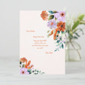 Rustikale Blume Namenskarte Einladung (Stehend Vorderseite)