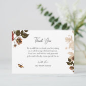 Rustikale Blume Orthodoxe Christliche Taufe Dankeskarte (Stehend Vorderseite)