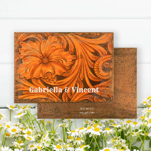 Rustikale Blume Paare Western Polterabend Einladung