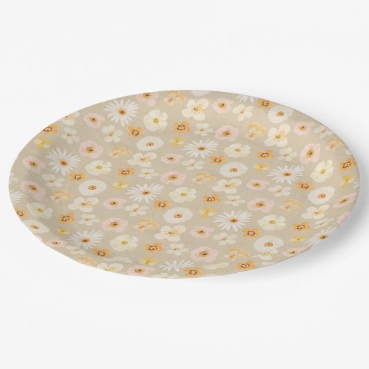 rustikale Blume Pappteller (Schrägansicht)