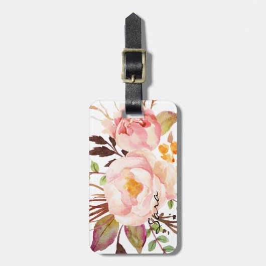 Rustikale Blume Personalisiert Gepäckanhänger (Vorderseite vertikal)