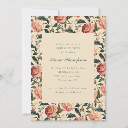 Rustikale Blume Rosa Klassisches Brautparty Einladung (Vorderseite)