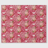 Rustikale Blume Rotes Herz Geschenkpapier (Flach)