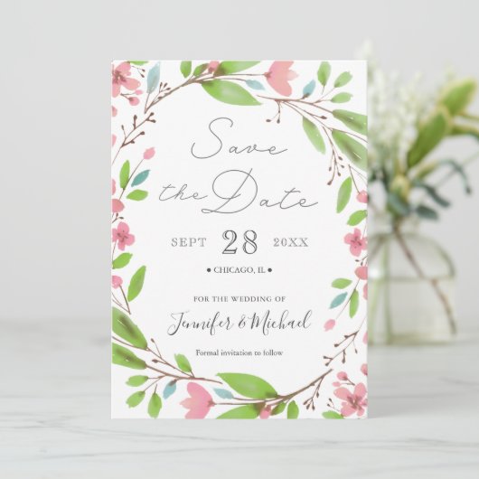 Rustikale Blume Save The Date (Stehend Vorderseite)