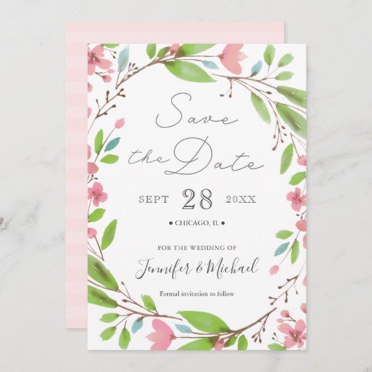 Rustikale Blume Save The Date (Vorne/Hinten)