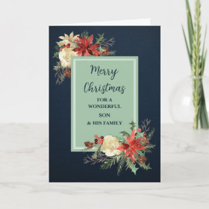 Rustikale Blume Son & Family Frohe Weihnachten Karte