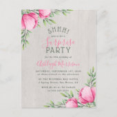 Rustikale Blume und Holz | Überraschendes Party Einladungspostkarte (Vorderseite)