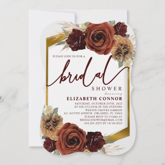 Rustikale Blume und Pampas-Gras-Brautparty Einladung (Vorderseite)