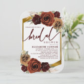 Rustikale Blume und Pampas-Gras-Brautparty Einladung (Stehend Vorderseite)