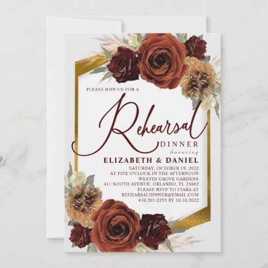 Rustikale Blume und Pampas Grass Probe Dinner Einladung (Vorderseite)