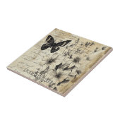 Rustikale Blume und Schmetterlinge - Altpapier (1) Fliese (Seite)