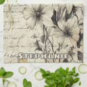 Rustikale Blume und Schmetterlinge - Altpapier (1) Geschirrtuch (Gefaltet)