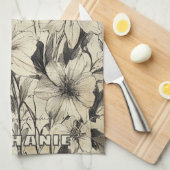 Rustikale Blume und Schmetterlinge - Altpapier (1) Geschirrtuch (Viertel Falte)