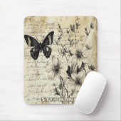 Rustikale Blume und Schmetterlinge - Altpapier (1) Mousepad (Mit Mouse)