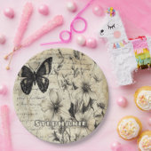 Rustikale Blume und Schmetterlinge - Altpapier (1) Pappteller (Party)