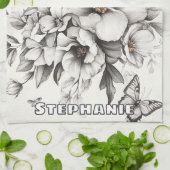 Rustikale Blume und Schmetterlinge - Altpapier (2) Geschirrtuch (Gefaltet)