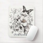 Rustikale Blume und Schmetterlinge - Altpapier (2) Mousepad (Mit Mouse)