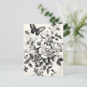 Rustikale Blume und Schmetterlinge - Altpapier (3) Postkarte