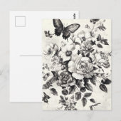 Rustikale Blume und Schmetterlinge - Altpapier (3) Postkarte (Vorne/Hinten)