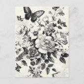 Rustikale Blume und Schmetterlinge - Altpapier (3) Postkarte (Vorderseite)
