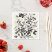 Rustikale Blume und Schmetterlinge - Altpapier (3) Serviette (Beispiel)