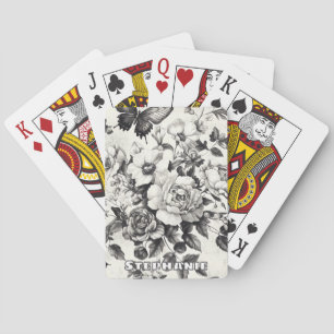 Rustikale Blume und Schmetterlinge - Altpapier (3) Spielkarten
