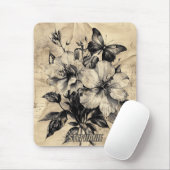Rustikale Blume und Schmetterlinge - Altpapier (4) Mousepad (Mit Mouse)